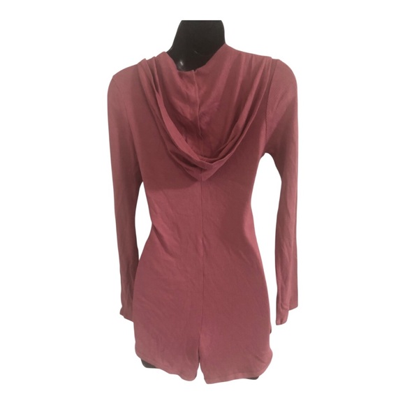 Rose mauve soft knit button front long sleeve hoodie romper size large brand new - Picture 12 of 13
